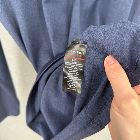 Spyder Mens Proweb Performance LS Shirt Size L Blue Black Reflective Base NEW - Picture 7 of 11